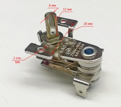 Термостат биметаллический Lвала=12 мм 16А KDT-200