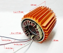 Статор в сборе с корпусом мотора Lраб.=75мм для ПН-1100(20,21) c FLT20