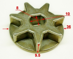 Звездочка(7з.) ELS-2000(61)до SAF100,2400(80) до SAF011,1800Р,2000Р,16/2000,2200Р,1814П,2216П(45)HGM