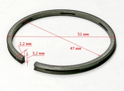Кольцо поршневое маслосъемное для КМП D=51мм, H=3мм