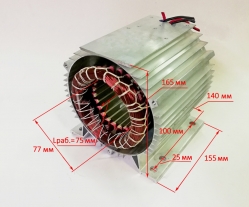 Статор в сборе с корпусом электродвигателя Lраб.=75мм для КМП-400/100Р(8) LSD